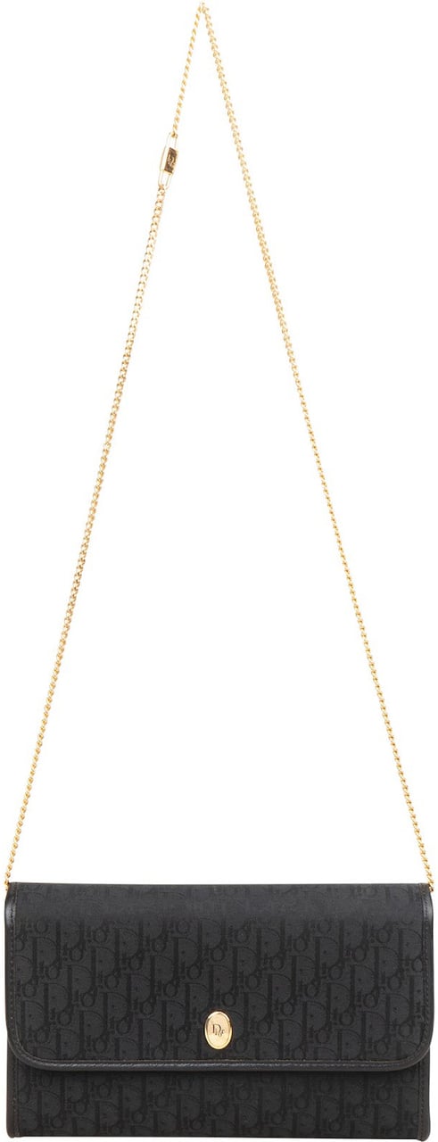 Dior Christian Dior Oblique Monogram Single Flap Shoulder Bag Zwart