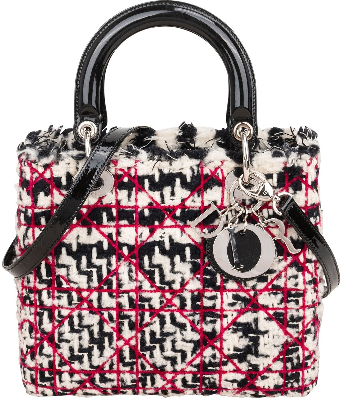 Dior Multicolor Tweed Lady Dior Handbag Zwart