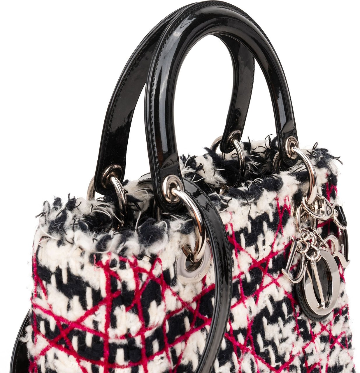 Dior Multicolor Tweed Lady Dior Handbag Zwart