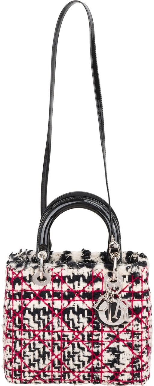 Dior Multicolor Tweed Lady Dior Handbag Zwart