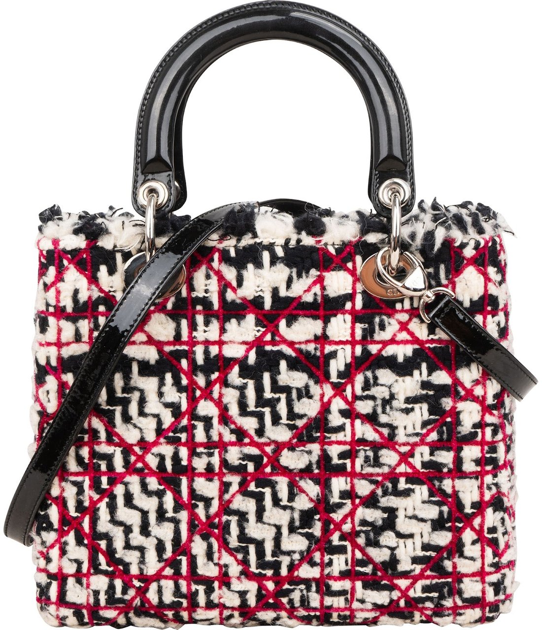 Dior Multicolor Tweed Lady Dior Handbag Zwart