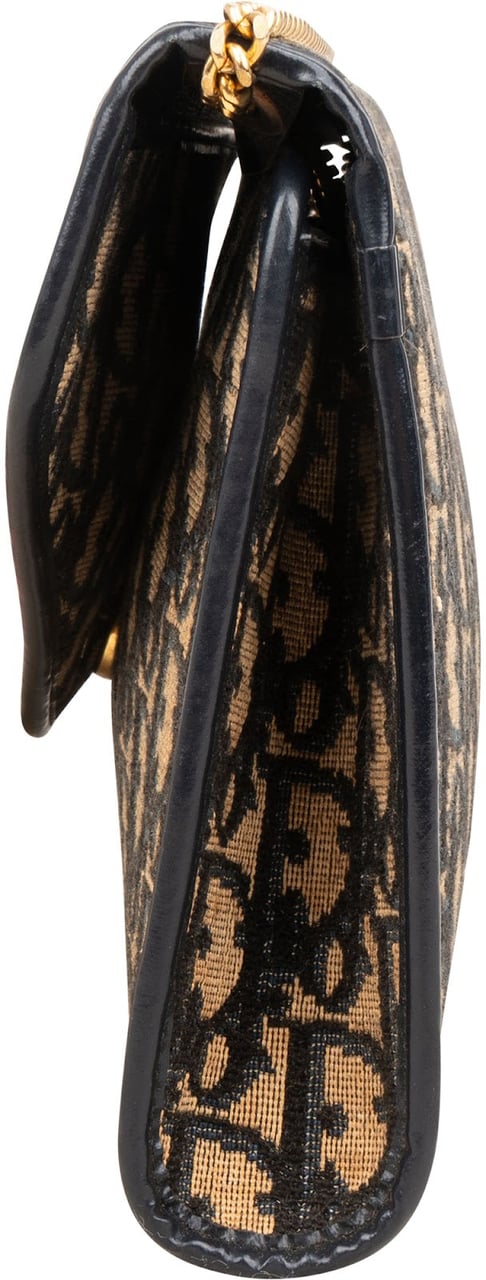 Dior Christian Dior Trotter Monogram Canvas Vintage Envelope Flap Shoulder Bag Blauw