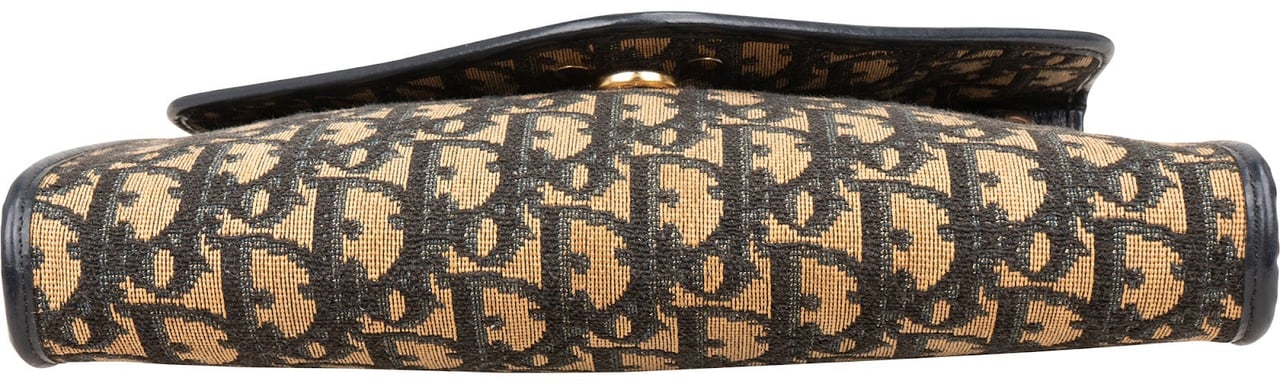 Dior Christian Dior Trotter Monogram Canvas Vintage Envelope Flap Shoulder Bag Blauw
