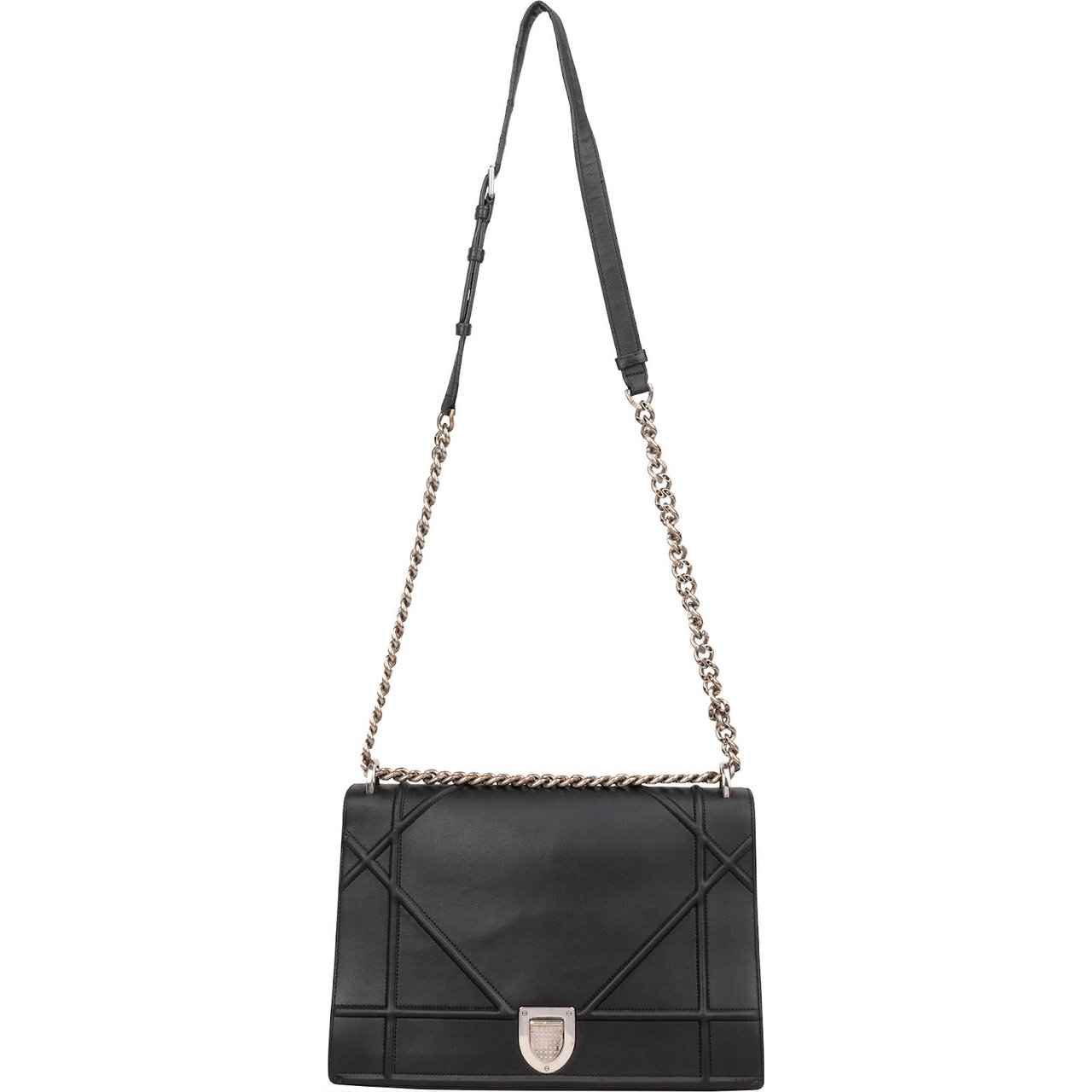 Dior Christian Dior Calfskin Leather Diorama Crossbody Bag Zwart