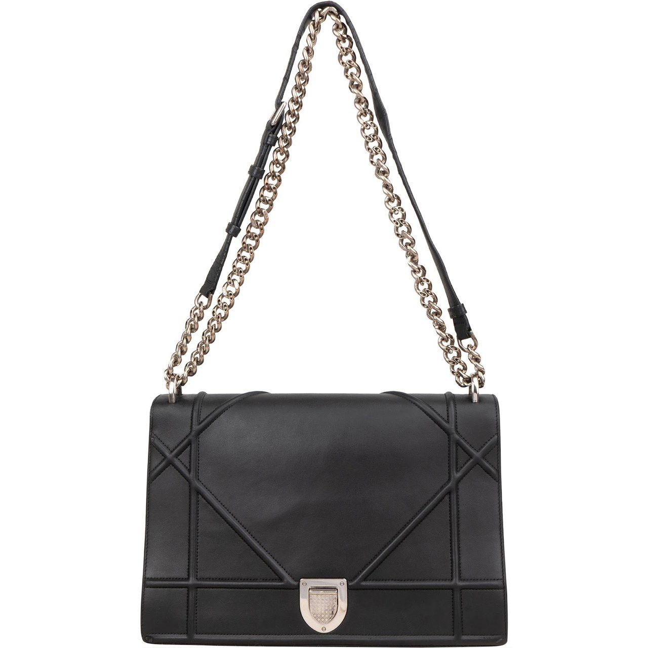 Dior Christian Dior Calfskin Leather Diorama Crossbody Bag Zwart