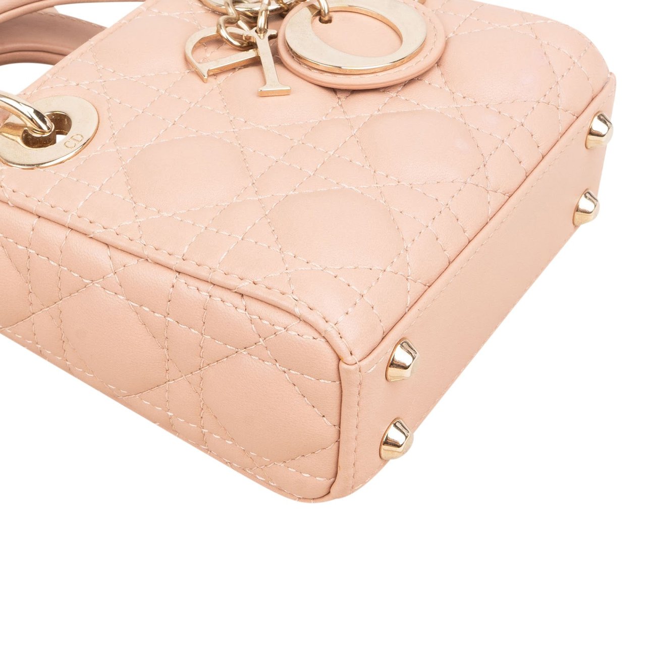 Dior Christian Dior Quilted Lambskin Mini Lady Dior Crossbody Handbag Roze