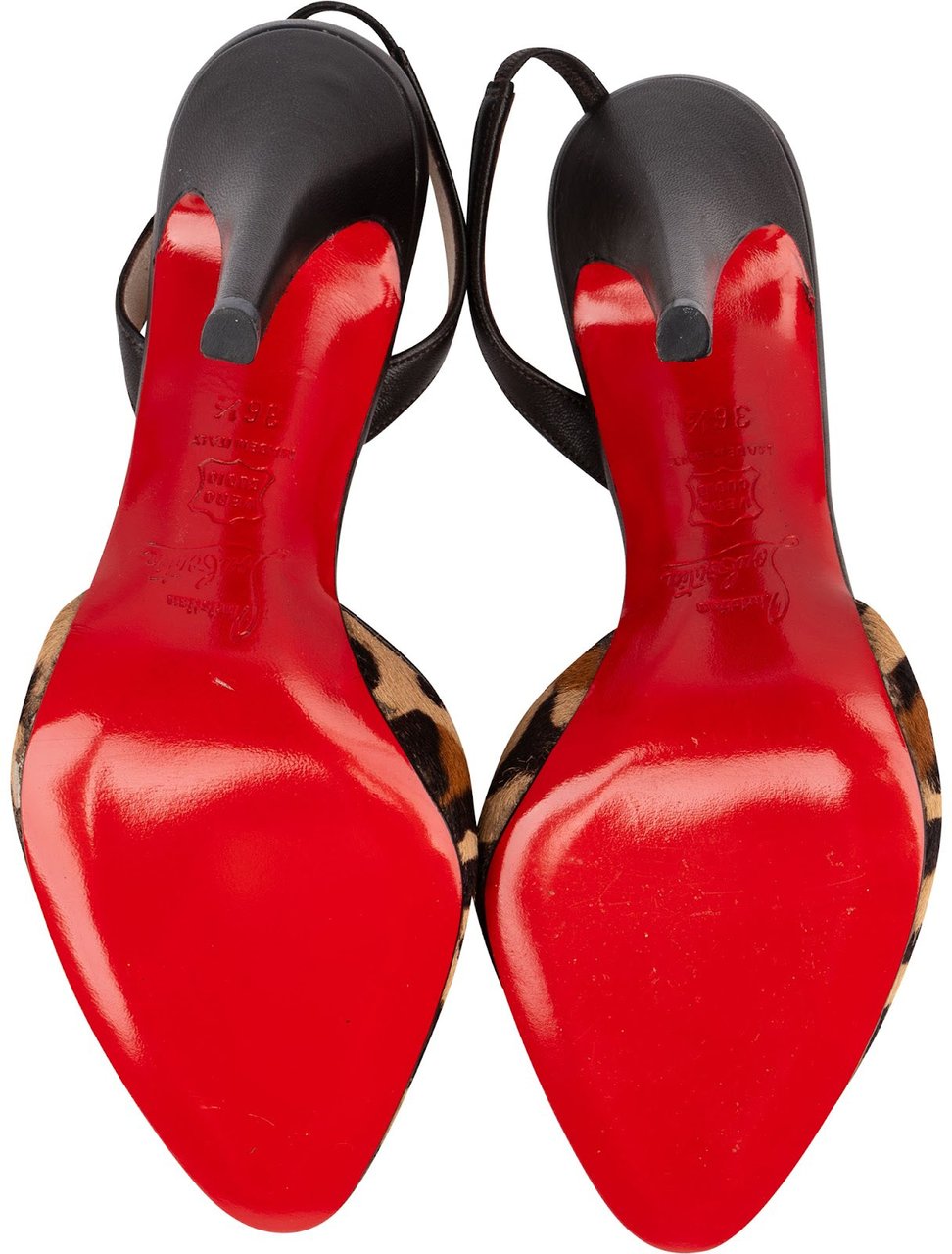 Dior Christian Louboutin Multicolor Leather Leopard Calf Hair Slingback Pumps (36,5) Bruin
