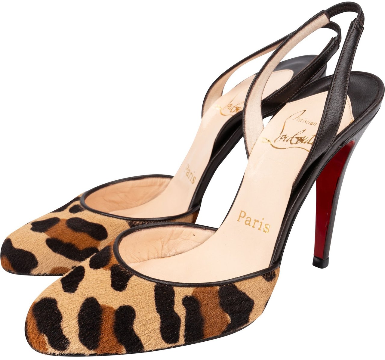 Dior Christian Louboutin Multicolor Leather Leopard Calf Hair Slingback Pumps (36,5) Bruin
