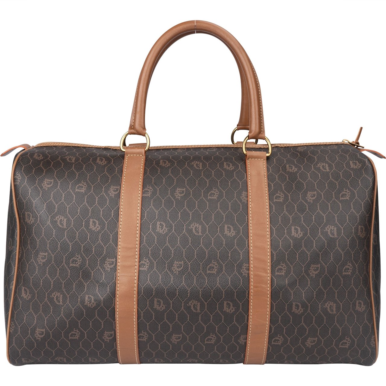 Dior Christian Dior Honeycomb Monogram Duffle Bag 45 Bruin