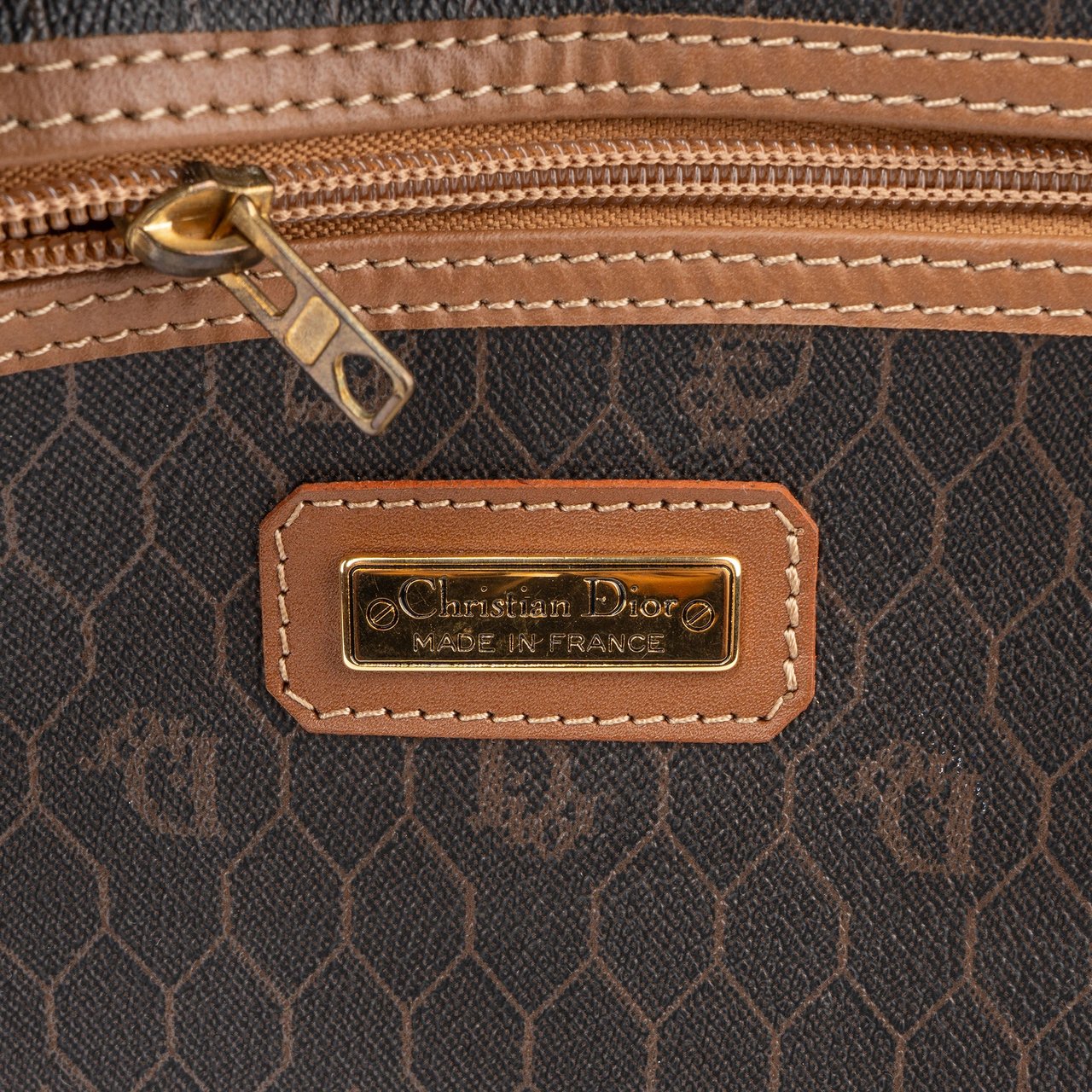 Dior Christian Dior Honeycomb Monogram Duffle Bag 45 Bruin