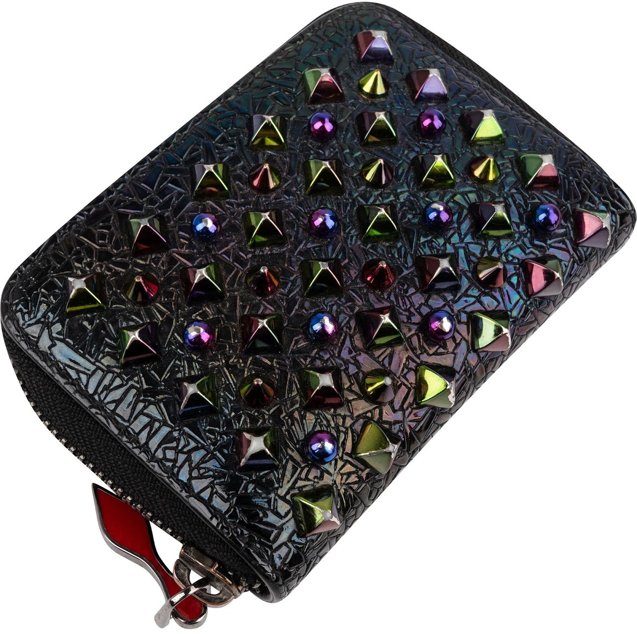 Dior Christian Louboutin Panettone Spiked Small Zipped Coin Purse Wallet Zwart
