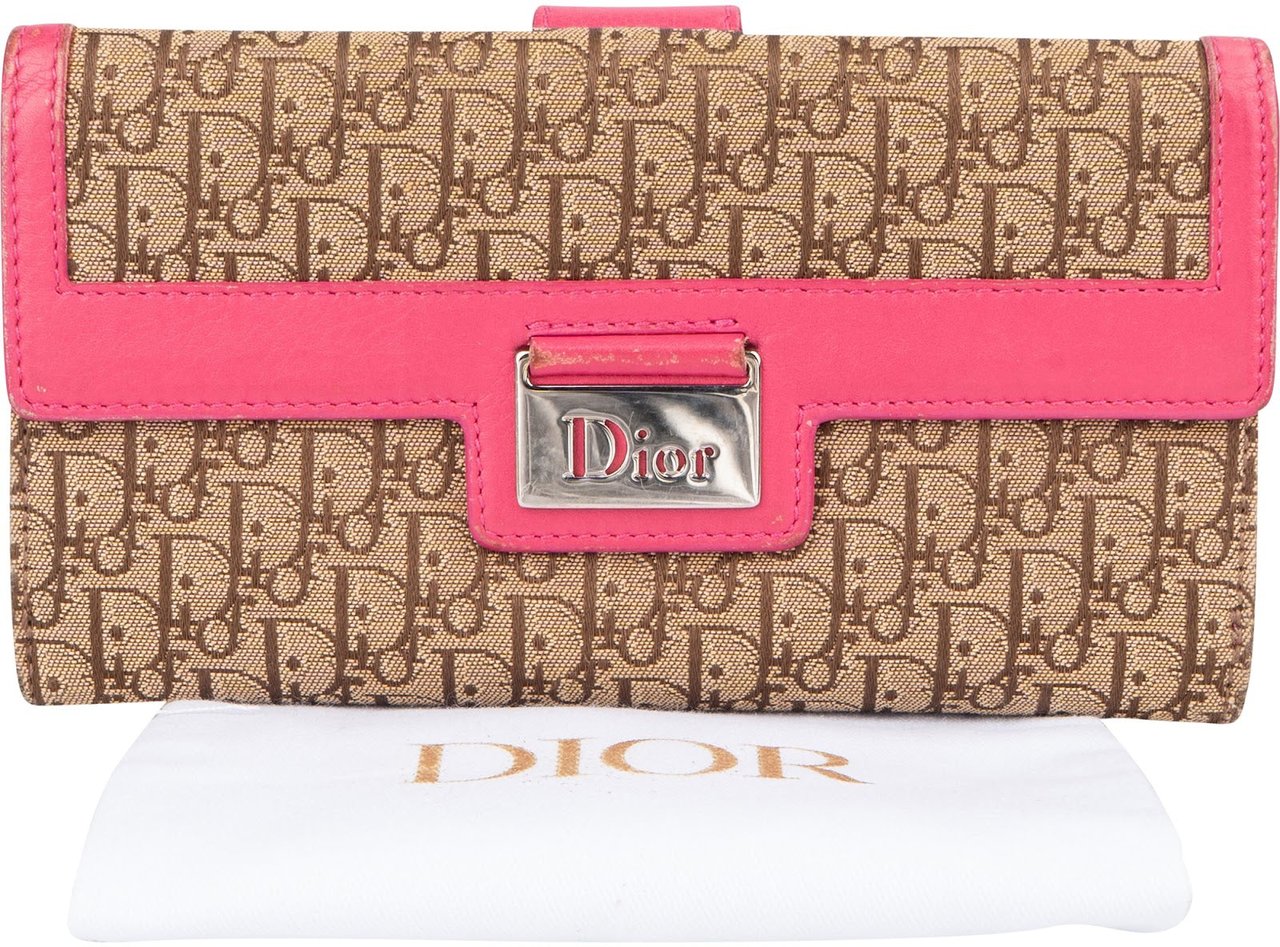 Dior Christian Dior Trotter Monogram Canvas Pink Wallet Bruin