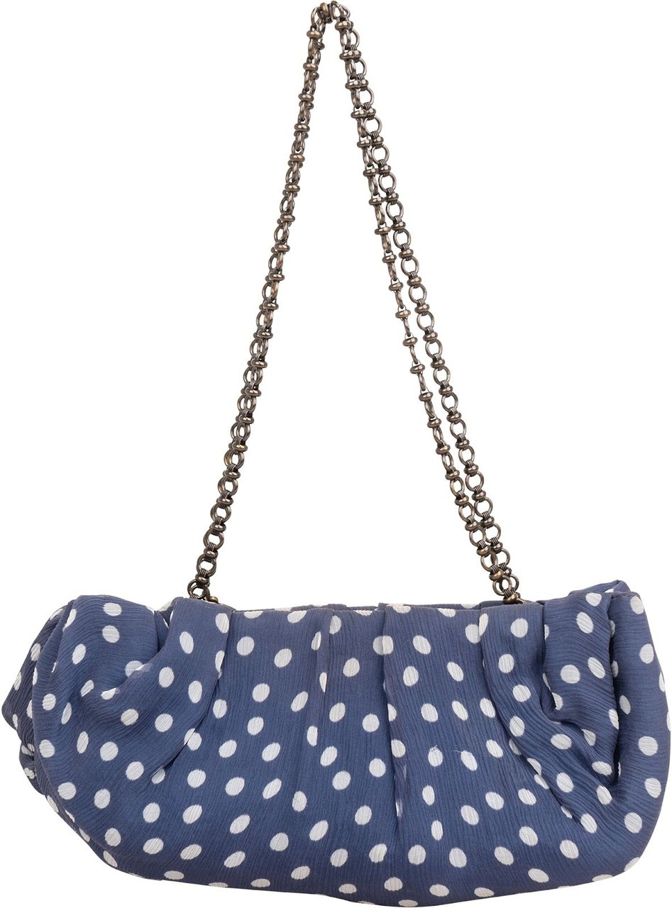 Dior Christian Louboutin Silk Polka Dot Loubie Shoulder Bag Blauw