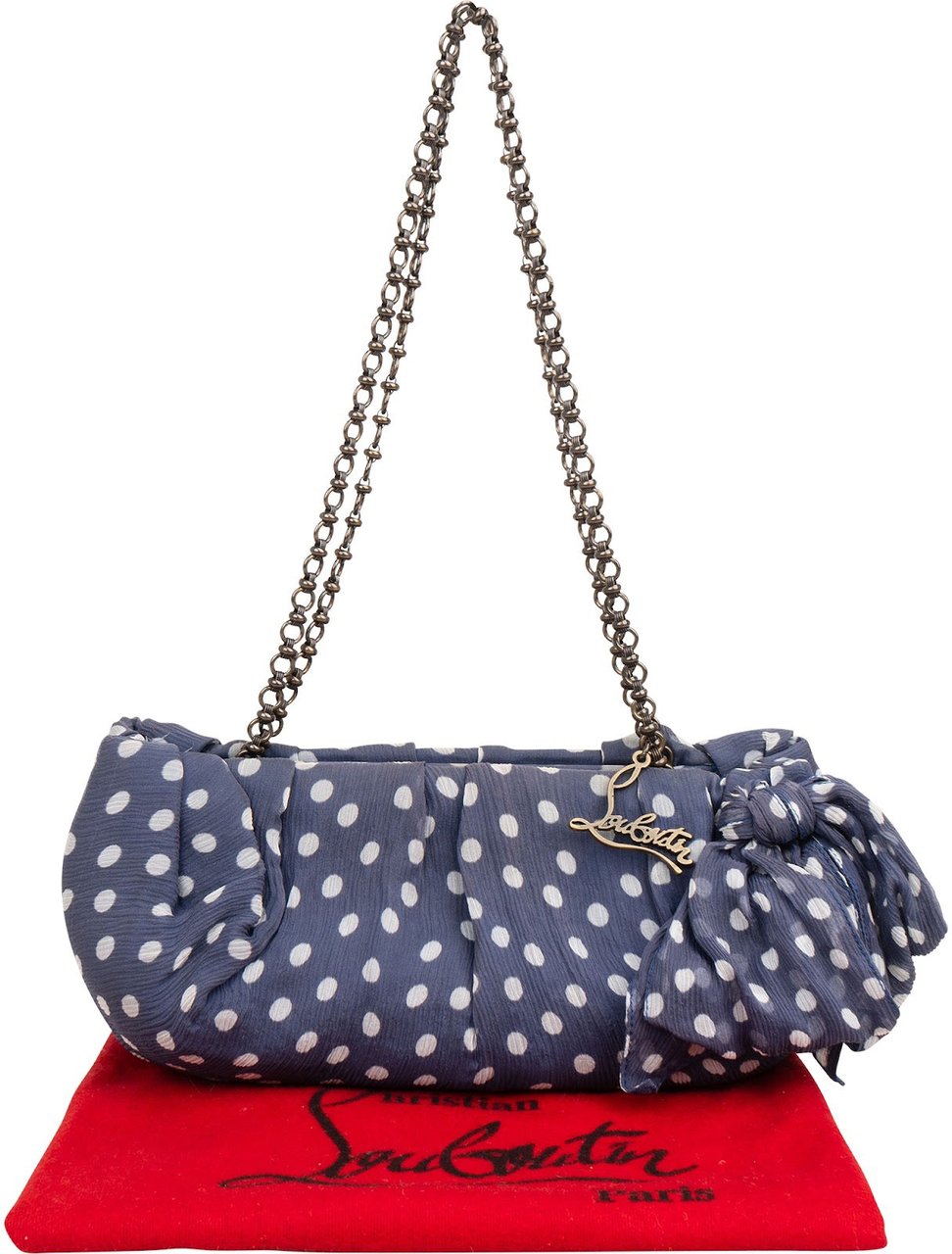 Dior Christian Louboutin Silk Polka Dot Loubie Shoulder Bag Blauw