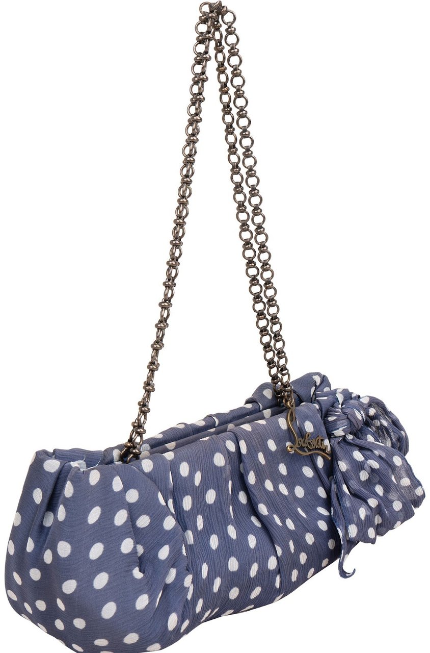 Dior Christian Louboutin Silk Polka Dot Loubie Shoulder Bag Blauw