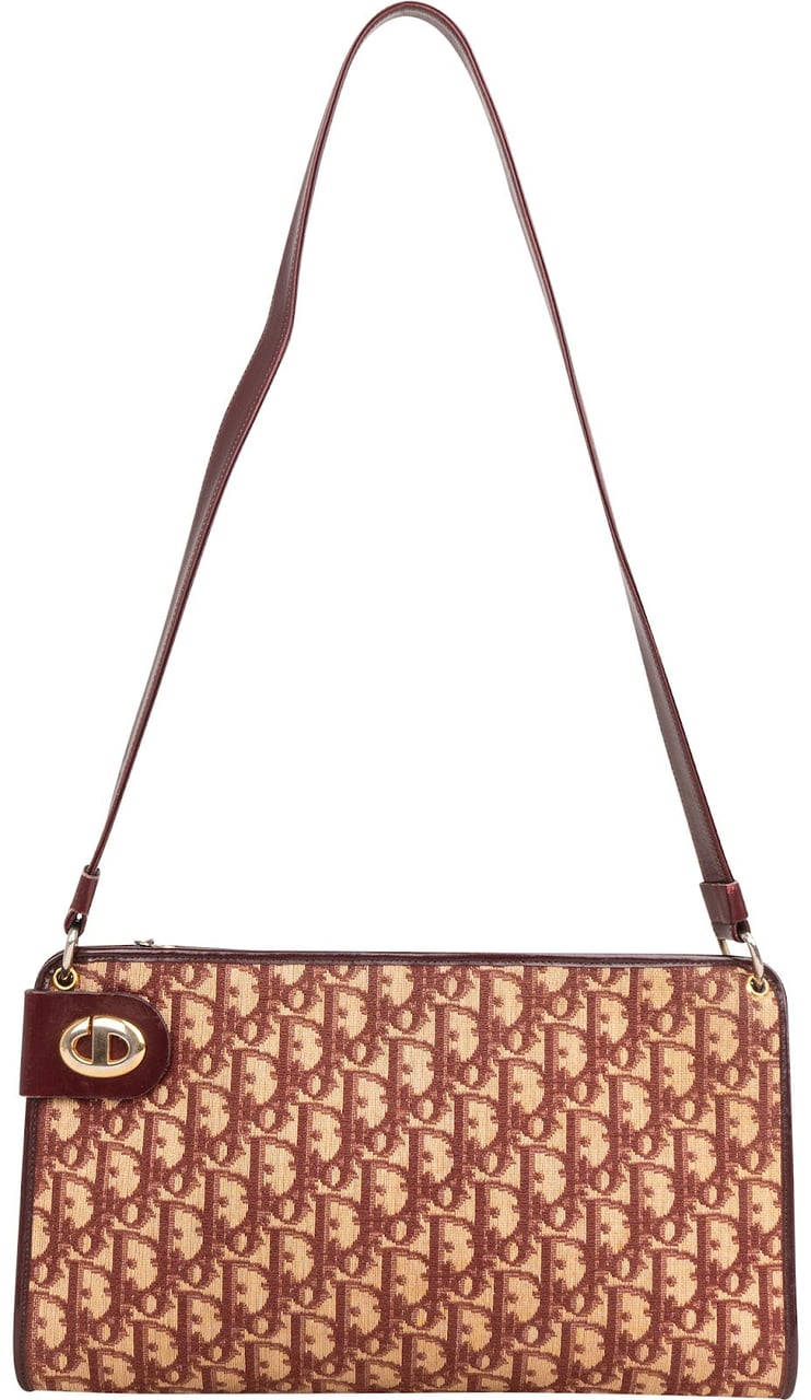 Dior Christian Dior Trotter Monogram Canvas Shoulder Bag Bruin