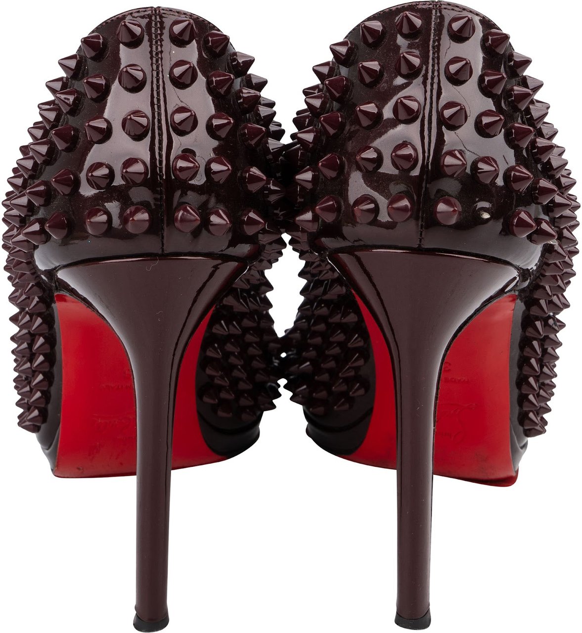 Dior Christian Louboutin Burgundy Patent Leather Alti Spikes Pumps (38) Maroon