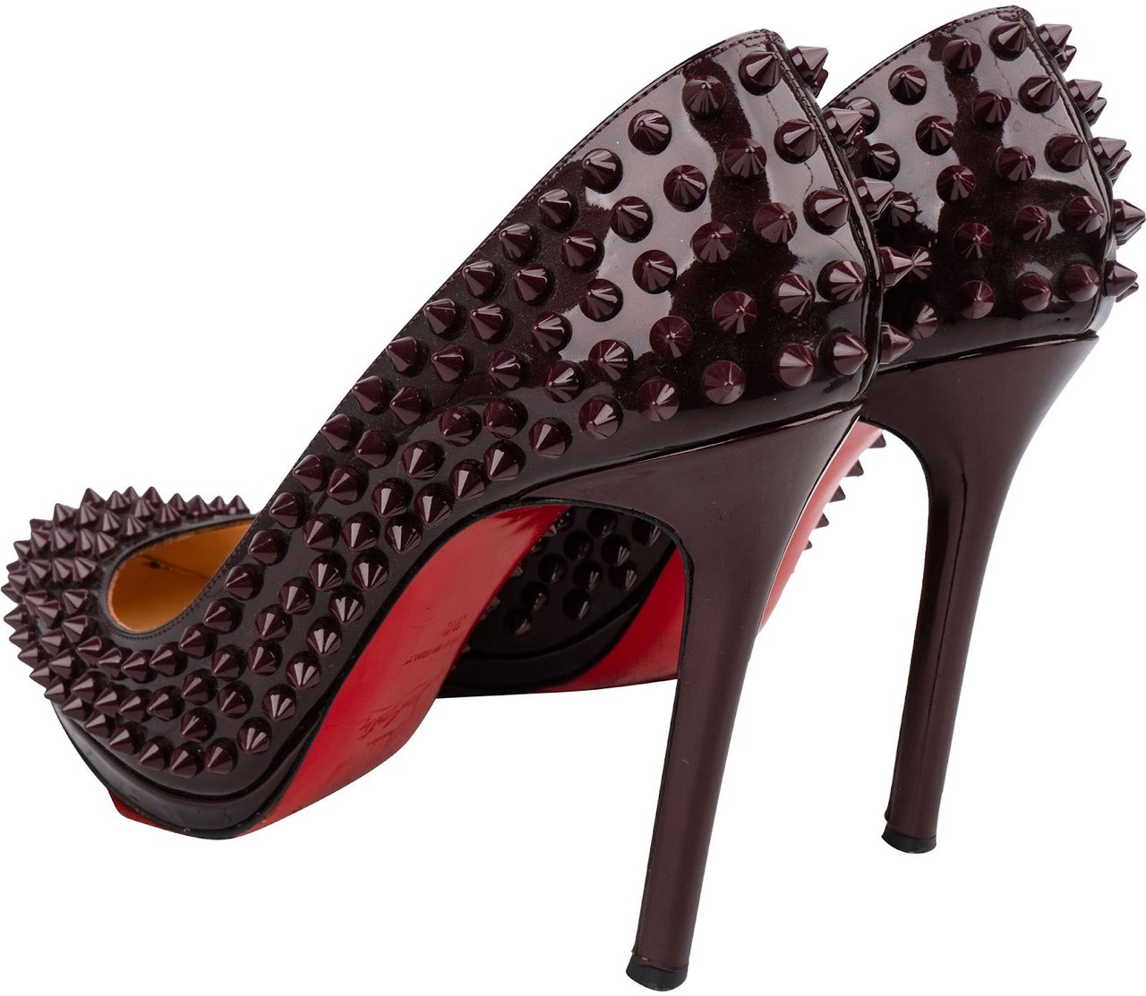 Dior Christian Louboutin Burgundy Patent Leather Alti Spikes Pumps (38) Maroon