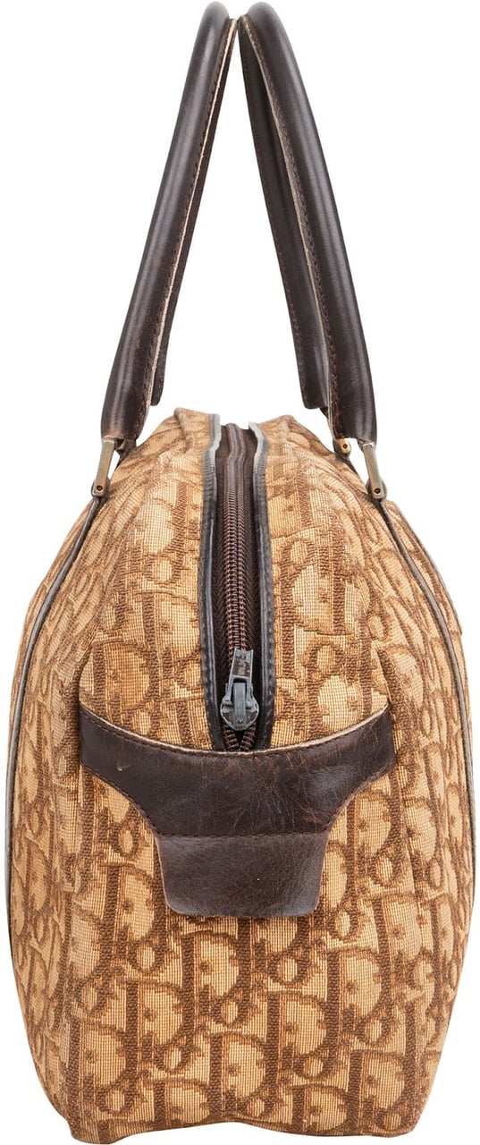 Dior Christian Dior Trotter Monogram Boston Handbag Beige