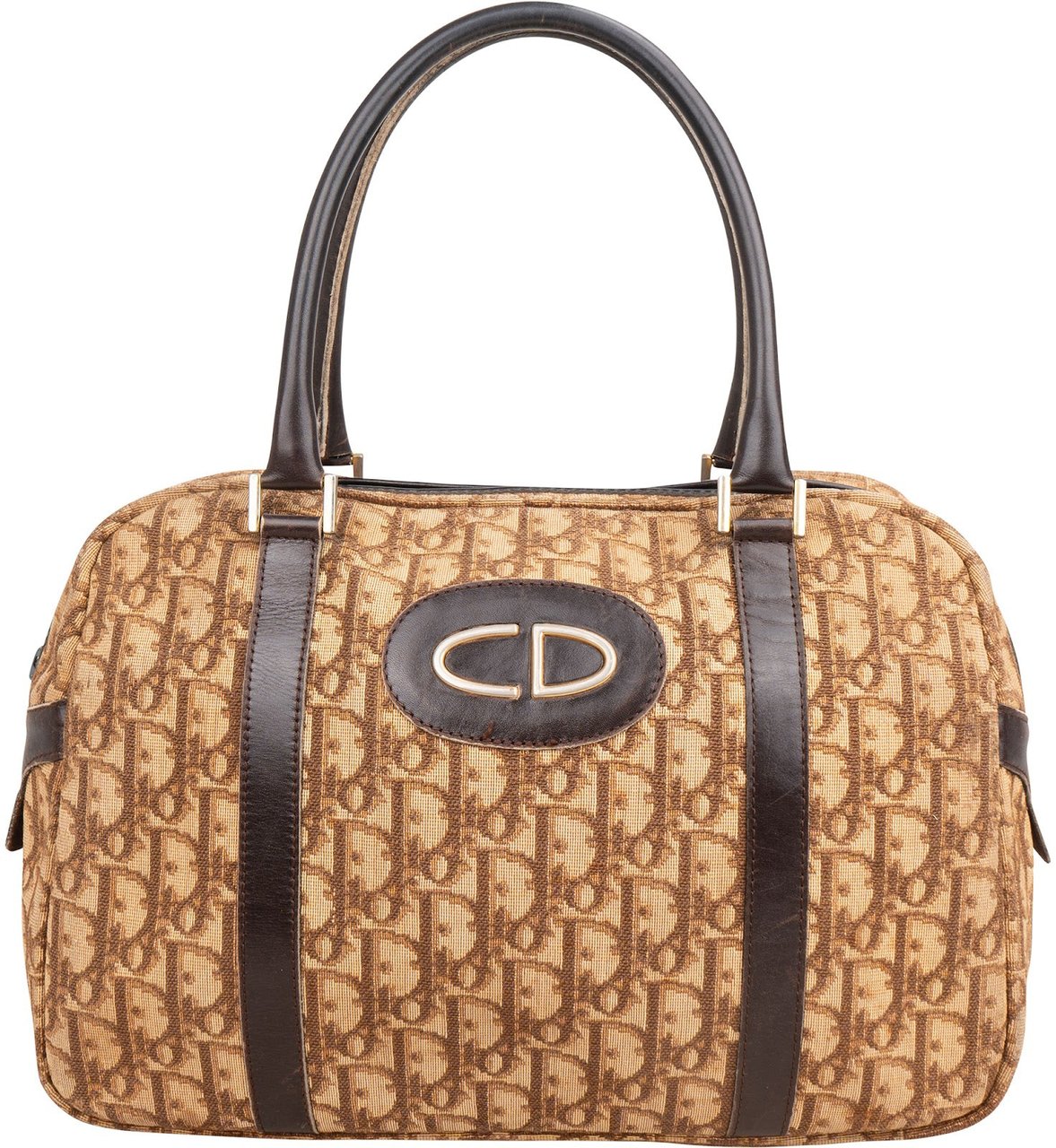 Dior Christian Dior Trotter Monogram Boston Handbag Beige