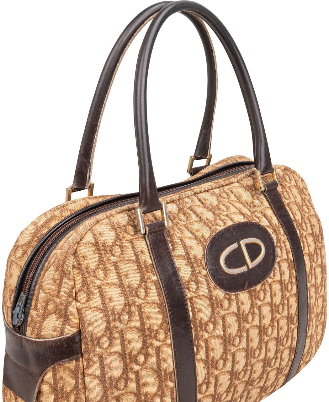 Dior Christian Dior Trotter Monogram Boston Handbag Beige
