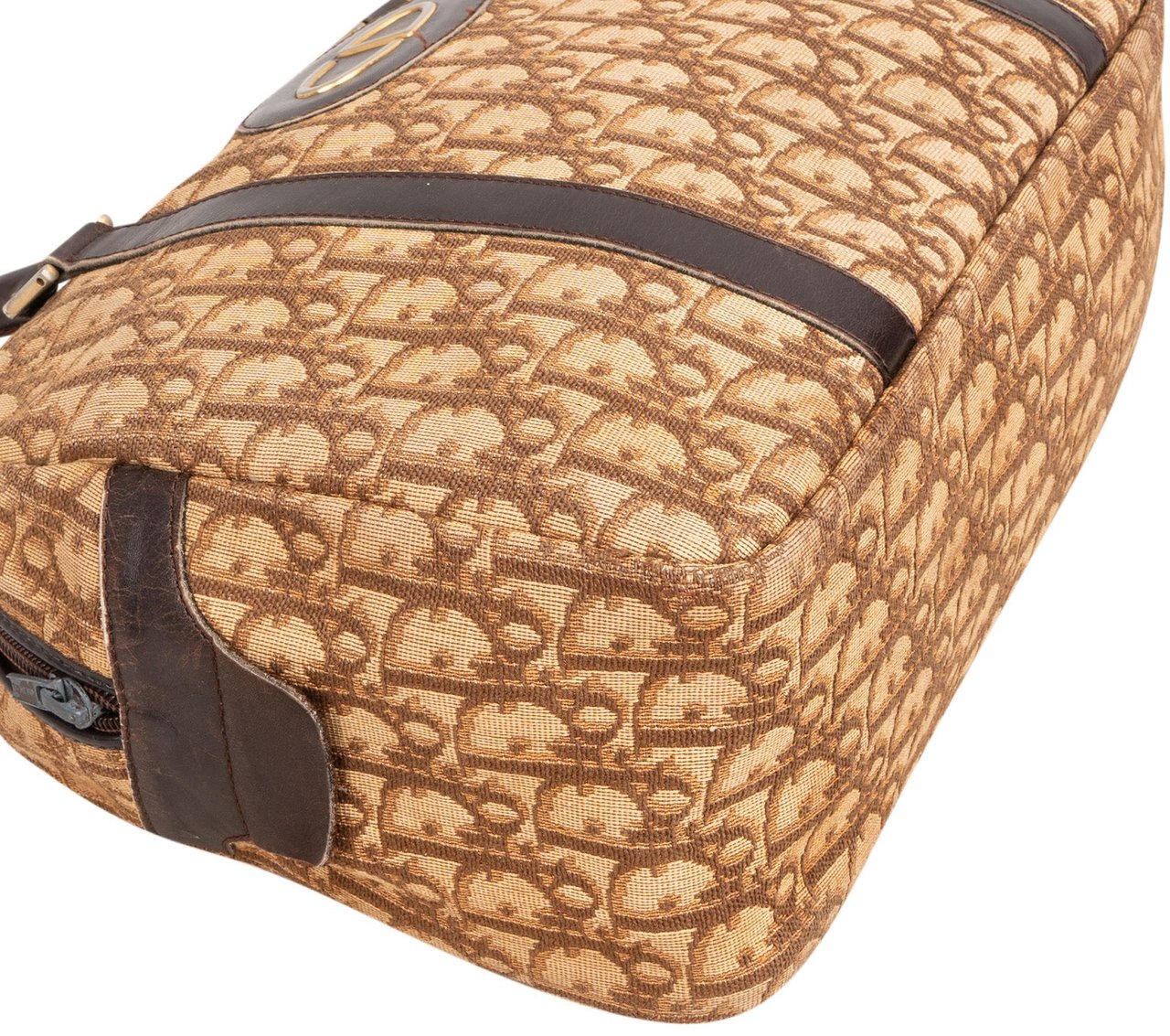 Dior Christian Dior Trotter Monogram Boston Handbag Beige