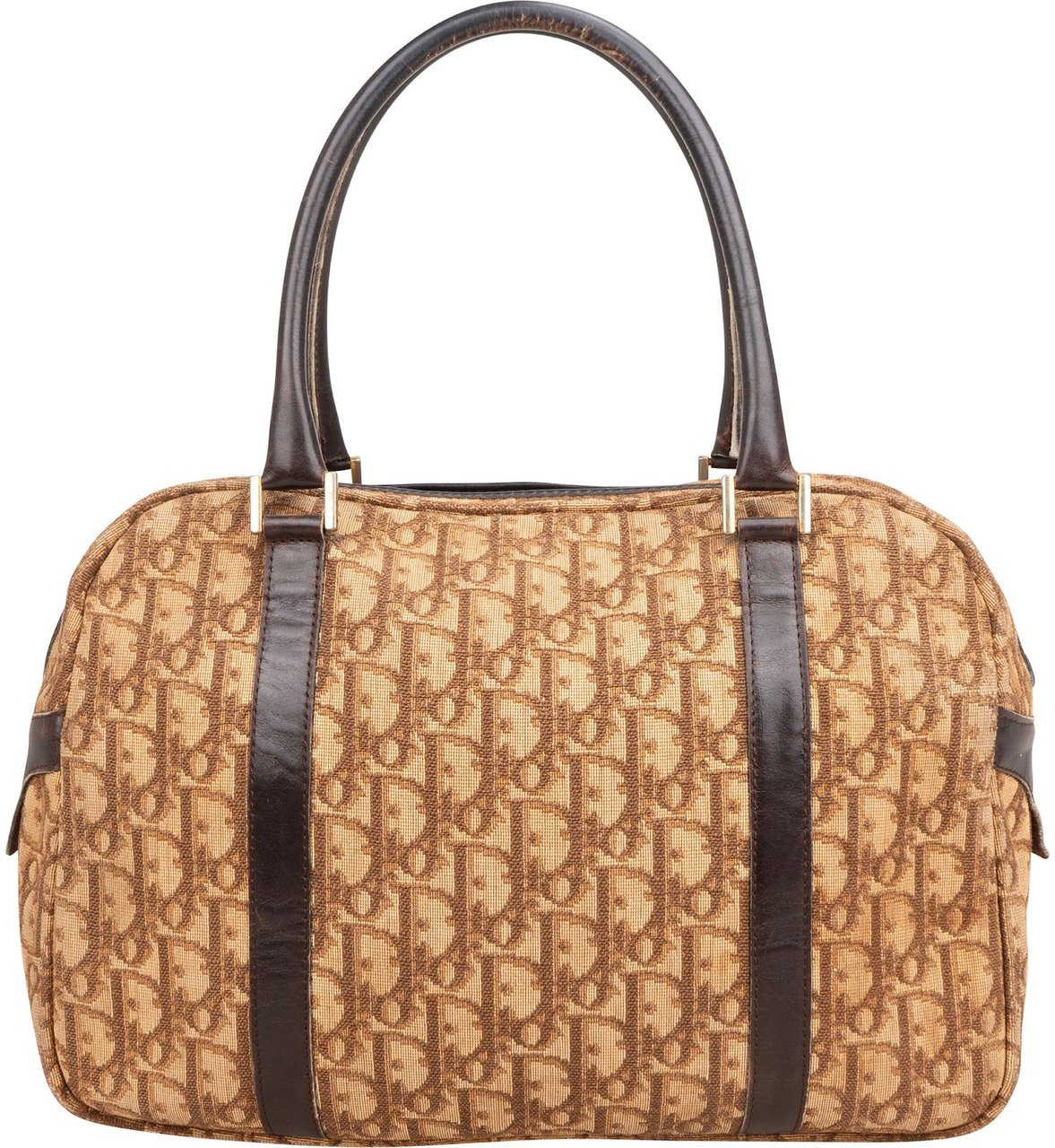 Dior Christian Dior Trotter Monogram Boston Handbag Beige