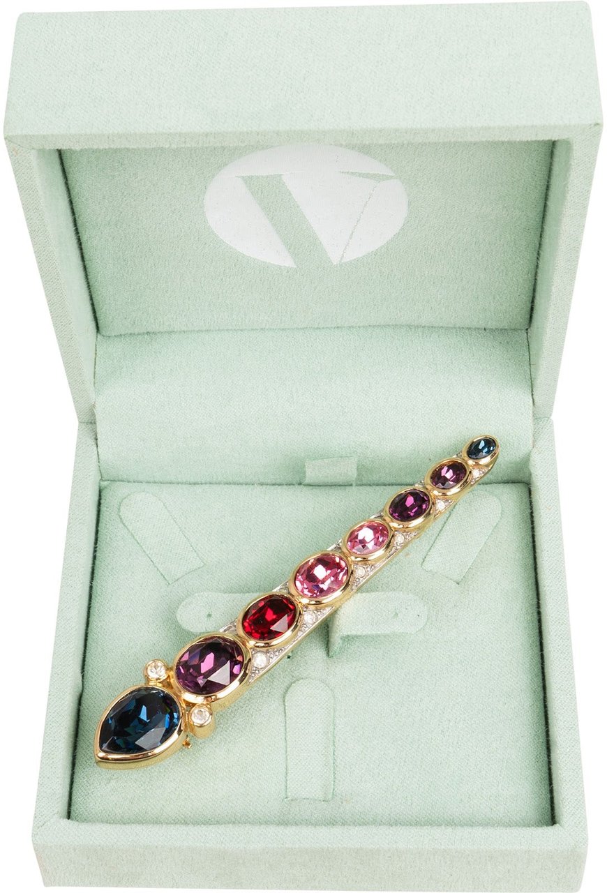 Dior Christian Dior Rare Vintage Gold Tone Crystal Brooch Goud