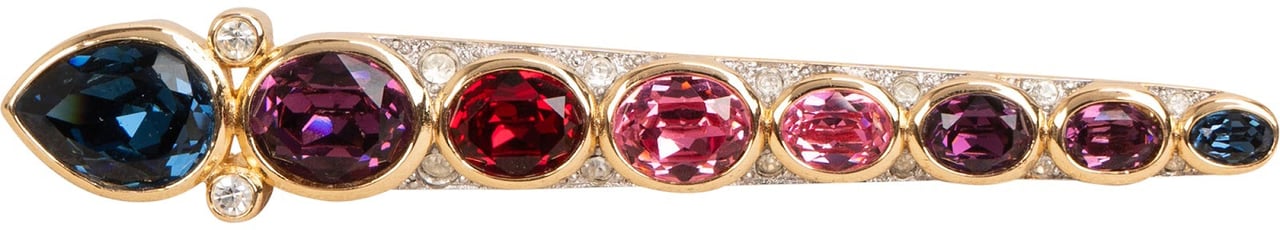 Dior Christian Dior Rare Vintage Gold Tone Crystal Brooch Goud