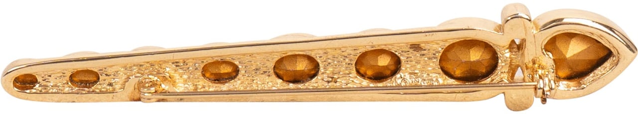 Dior Christian Dior Rare Vintage Gold Tone Crystal Brooch Goud