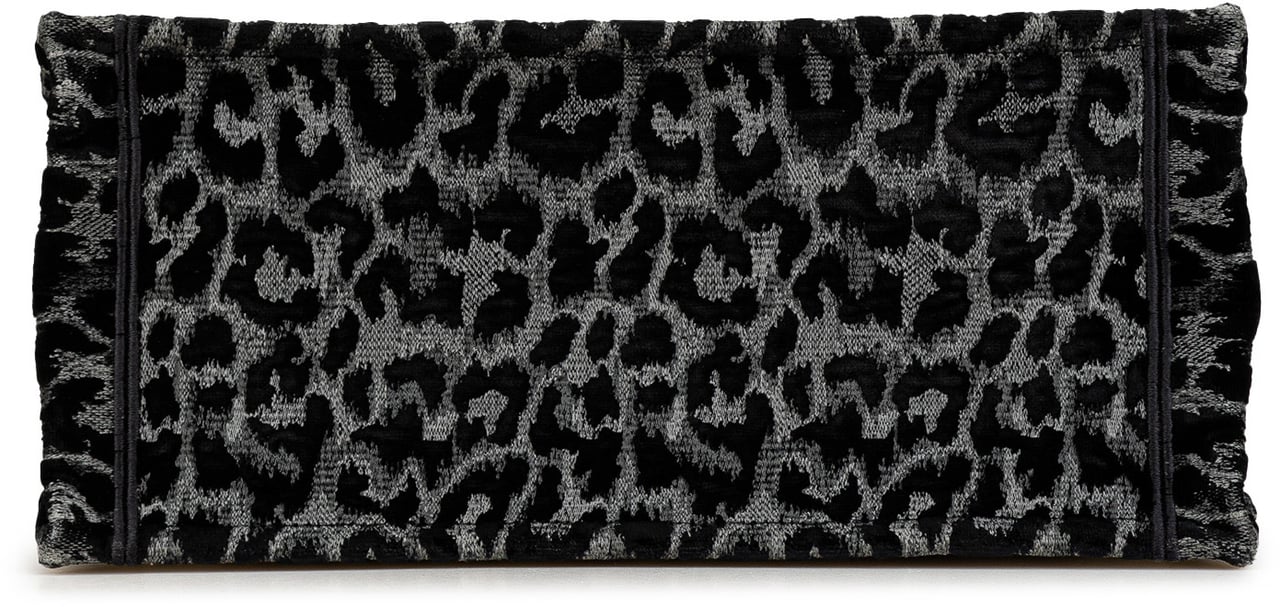 Dior Mizza Medium Embroidered Canvas Leopard Book Tote Zwart