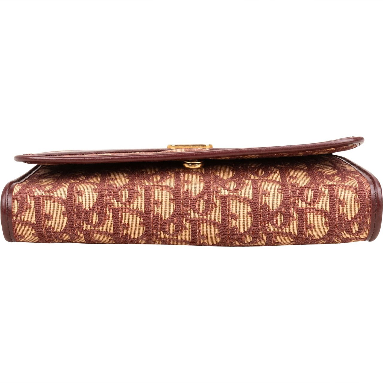 Dior Christian Dior Totter Monogram Canvas Flap Shoulder Bag Maroon