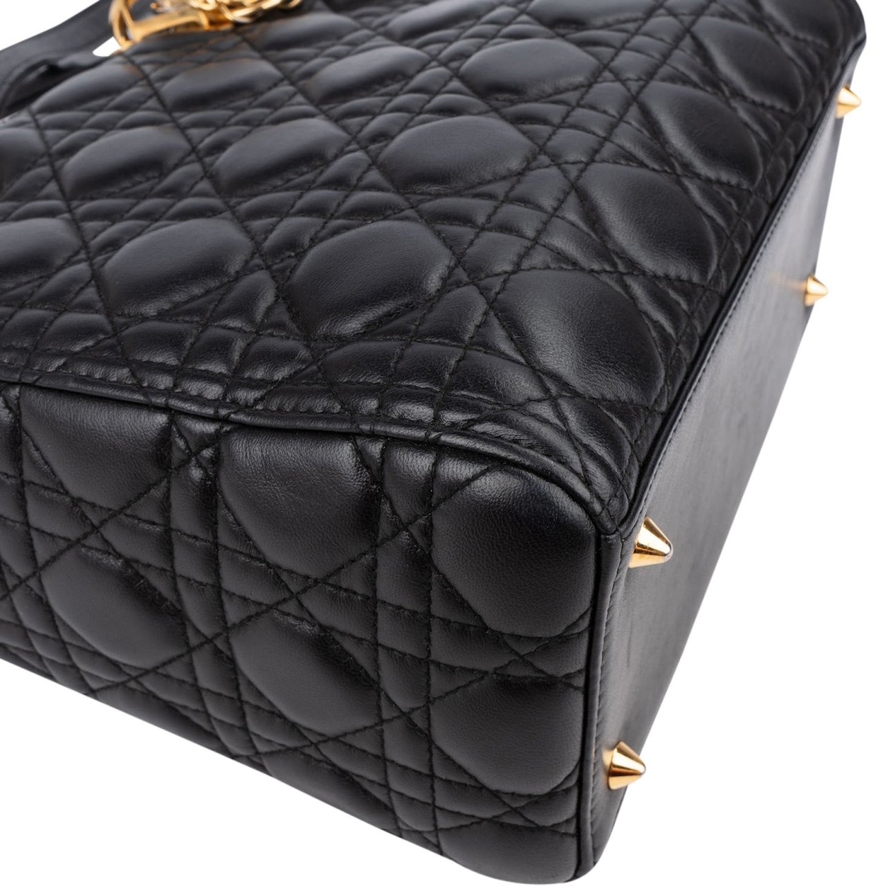 Dior Christian Dior Quilted Lambskin Lady Dior Handbag Zwart