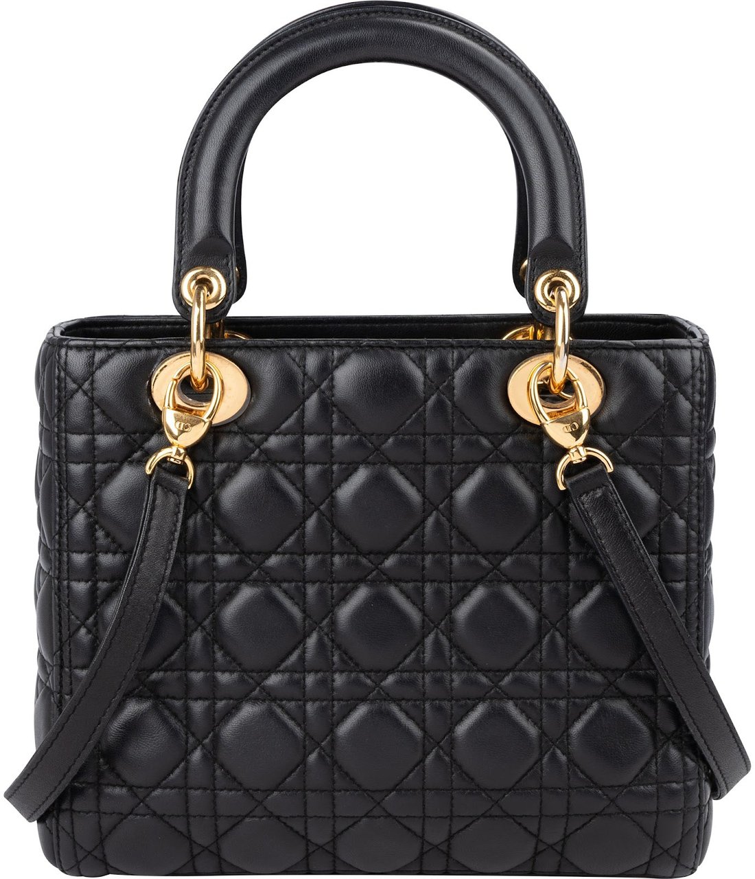 Dior Christian Dior Quilted Lambskin Lady Dior Handbag Zwart