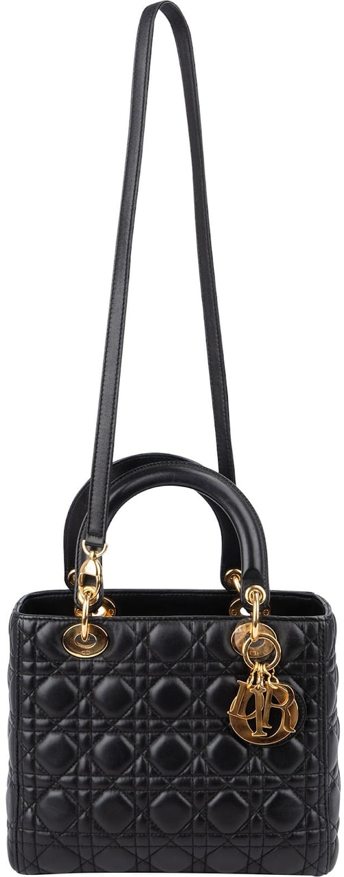 Dior Christian Dior Quilted Lambskin Lady Dior Handbag Zwart