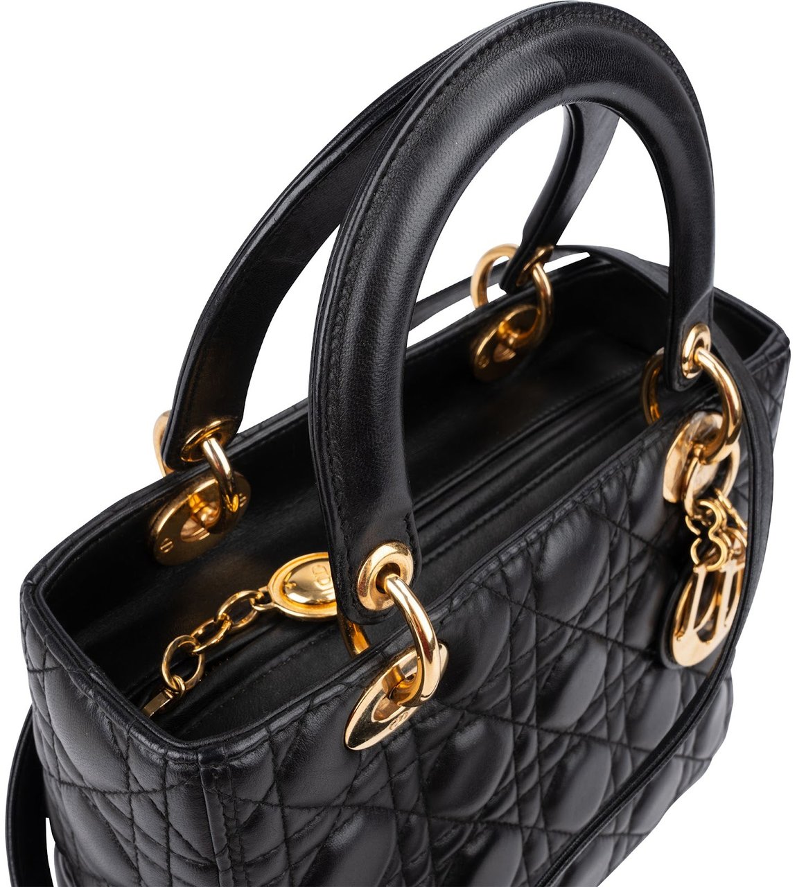 Dior Christian Dior Quilted Lambskin Lady Dior Handbag Zwart