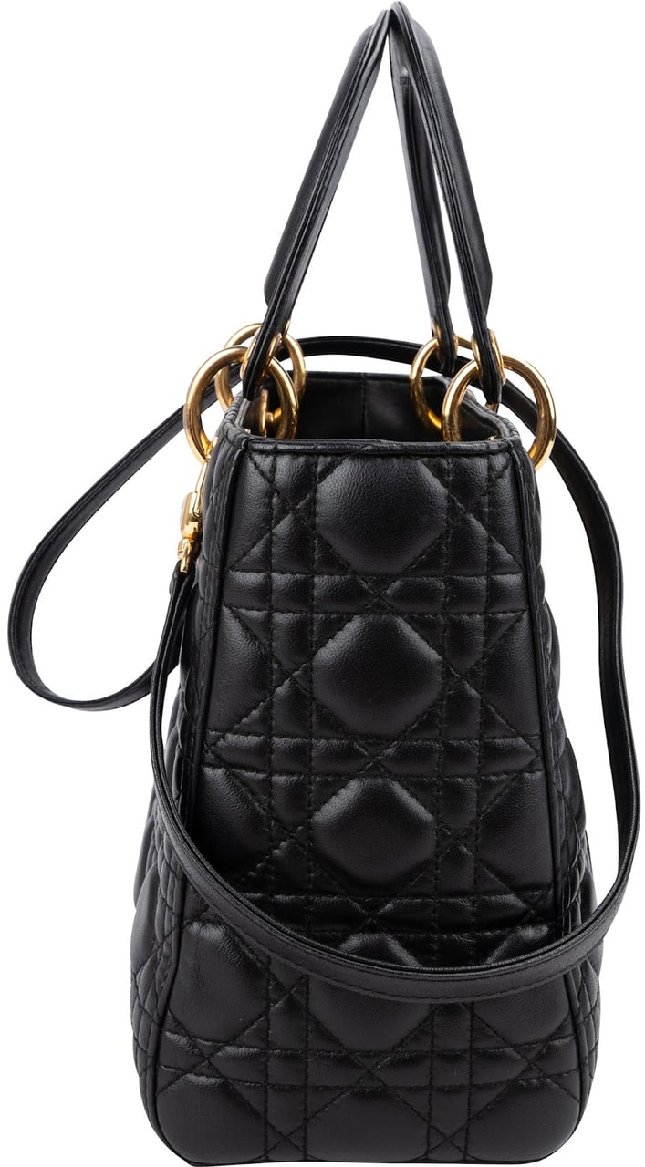 Dior Christian Dior Quilted Lambskin Lady Dior Handbag Zwart