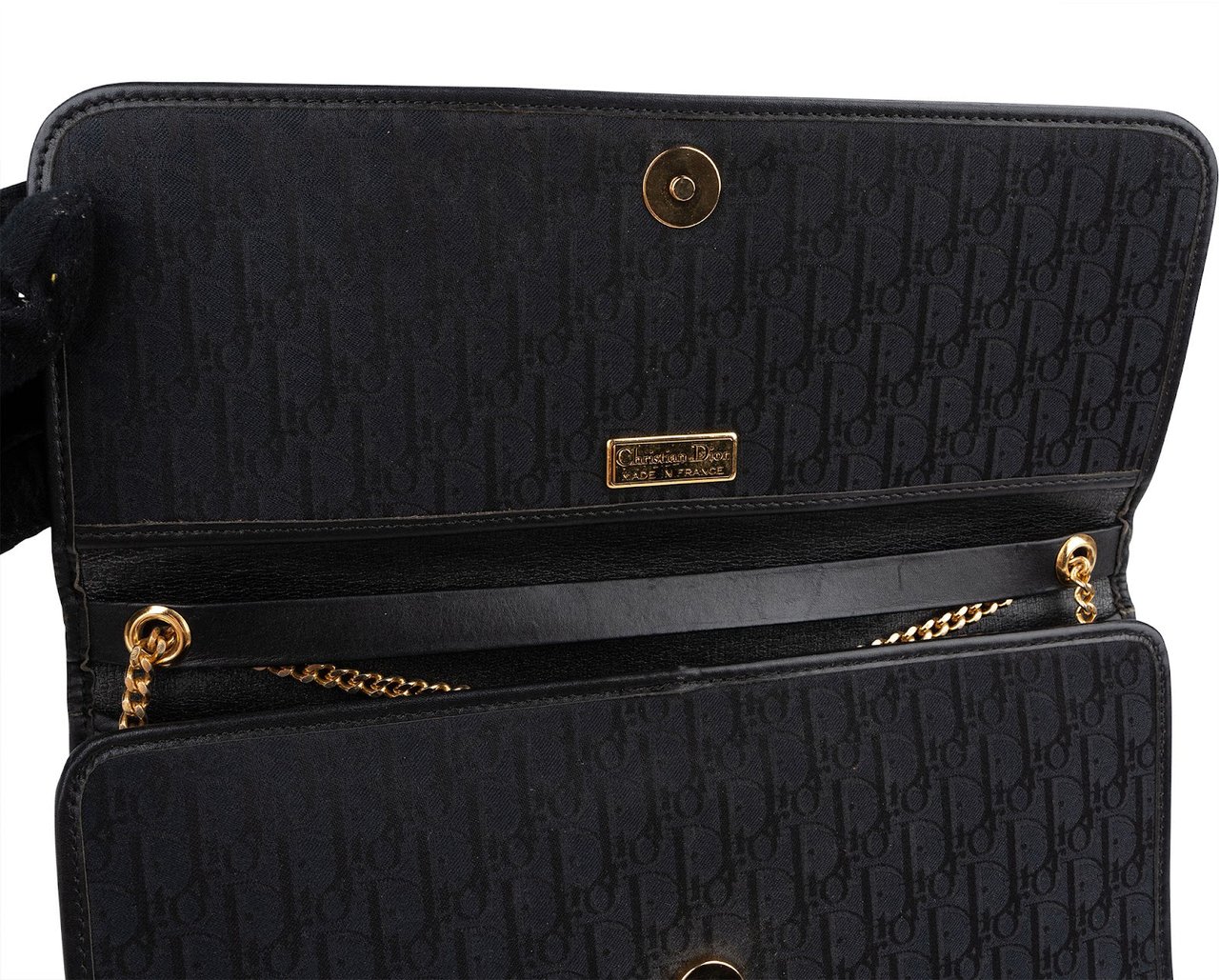 Dior Christian Dior Oblique Monogram Vintage Single Flap Shoulder Bag Zwart