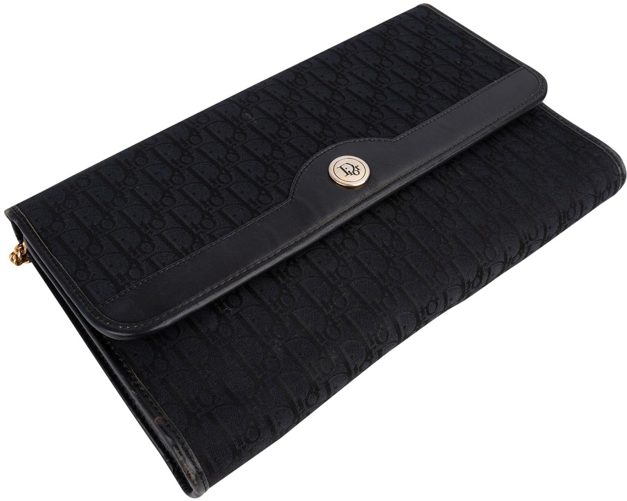 Dior Christian Dior Oblique Monogram Vintage Single Flap Shoulder Bag Zwart