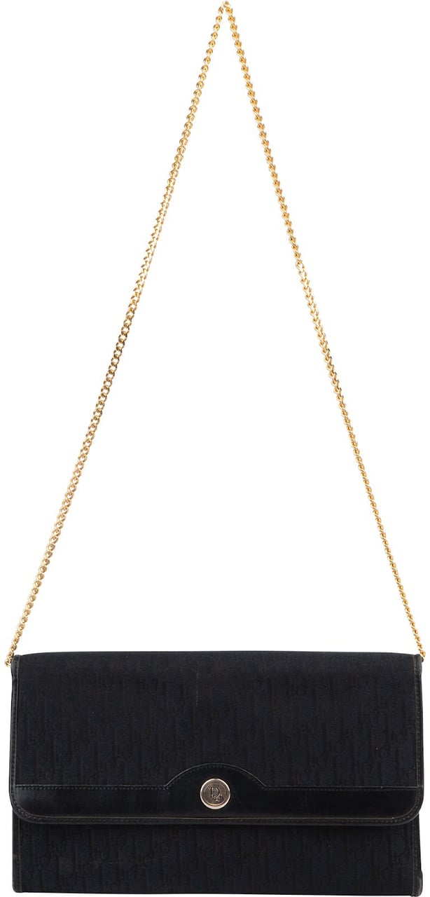 Dior Christian Dior Oblique Monogram Vintage Single Flap Shoulder Bag Zwart