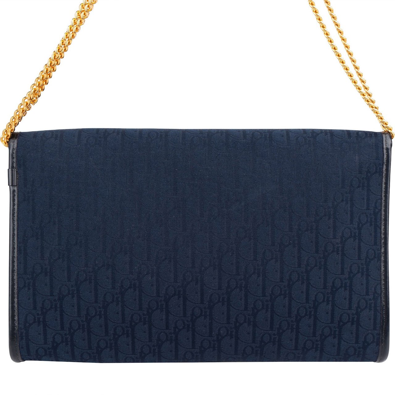 Dior Christian Dior Blue Oblique Monogram Single Enevelope Flap Shoulder Bag Navy
