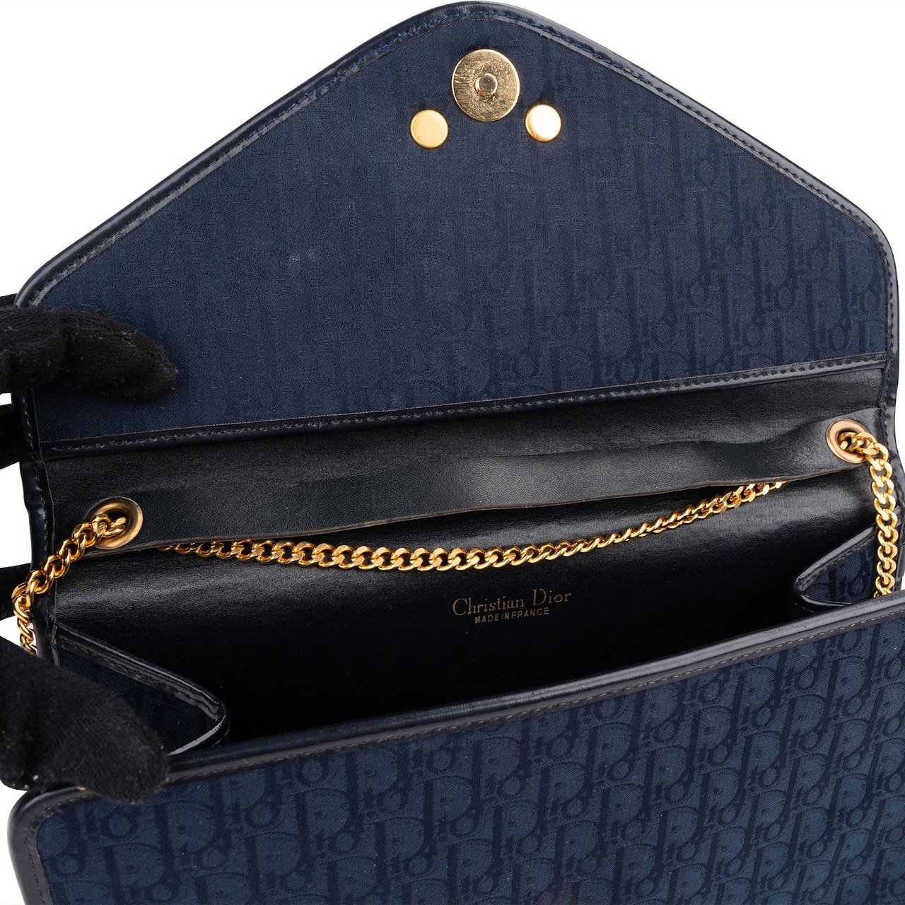 Dior Christian Dior Blue Oblique Monogram Single Enevelope Flap Shoulder Bag Navy