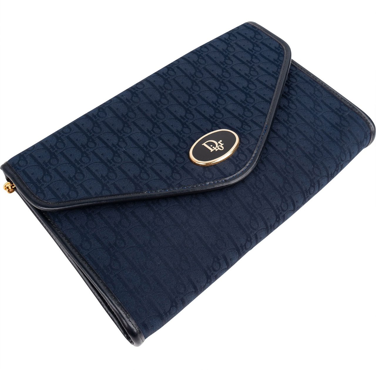 Dior Christian Dior Blue Oblique Monogram Single Enevelope Flap Shoulder Bag Navy