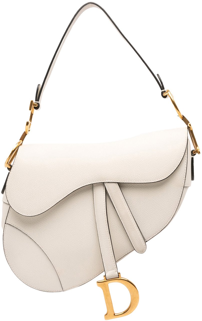 Dior Grained Calfskin Saddle Bag Wit