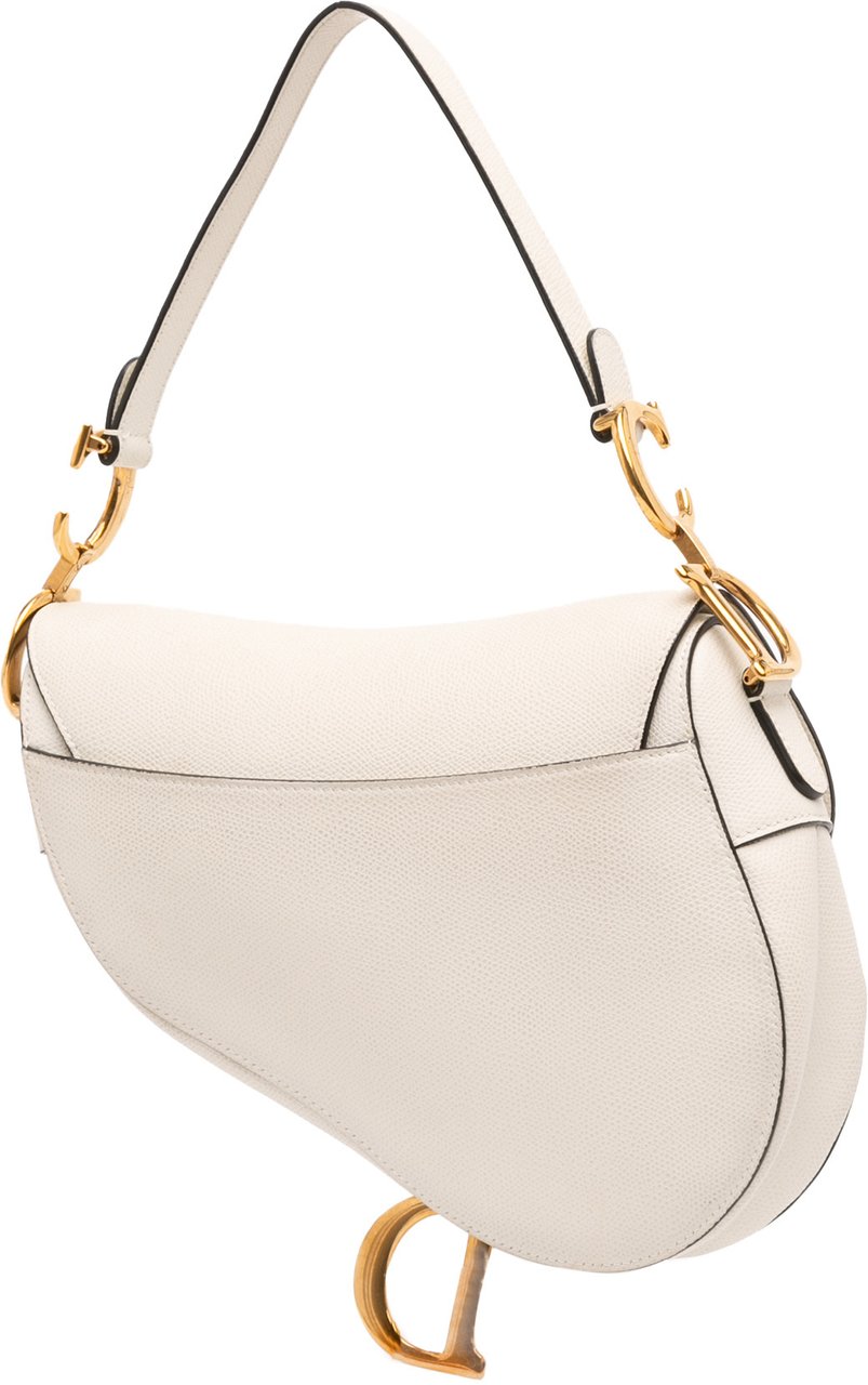 Dior Grained Calfskin Saddle Bag Wit
