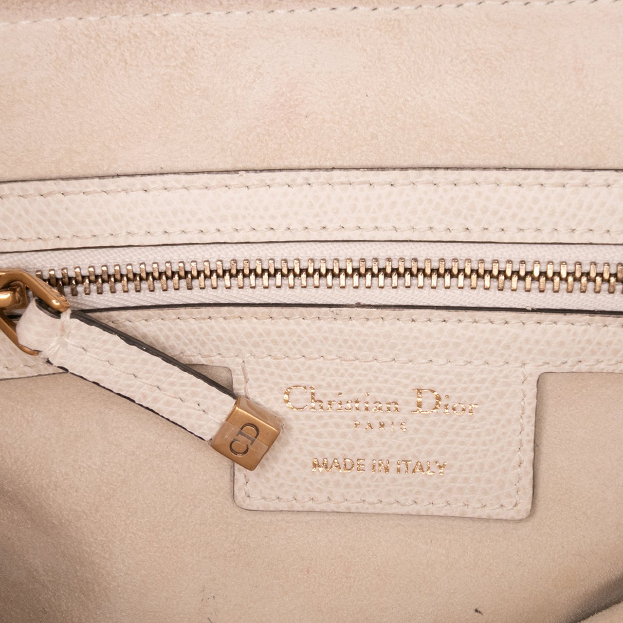 Dior Grained Calfskin Saddle Bag Wit