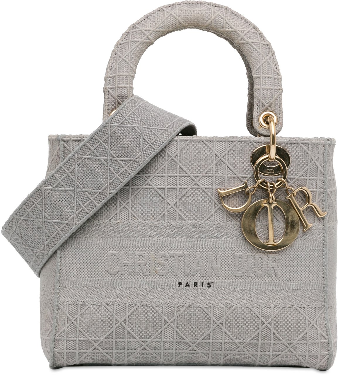 Dior Medium Canvas Cannage Lady D Lite Grijs