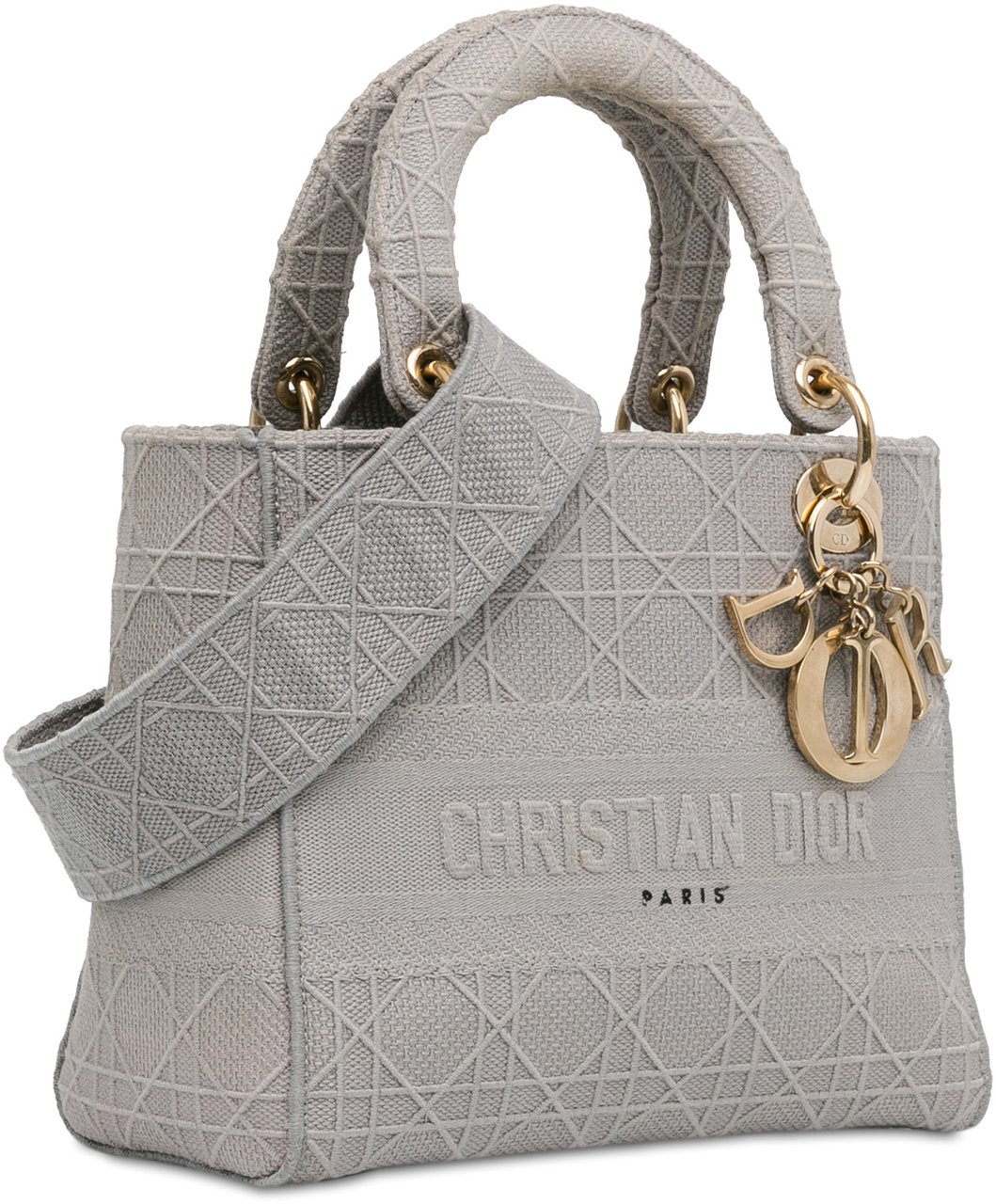 Dior Medium Canvas Cannage Lady D Lite Grijs