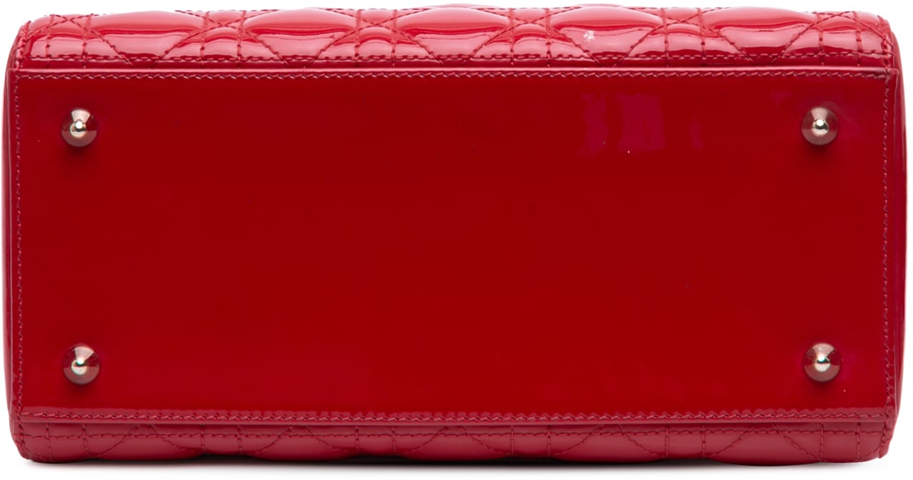 Dior Medium Patent Cannage Lady Dior Rood