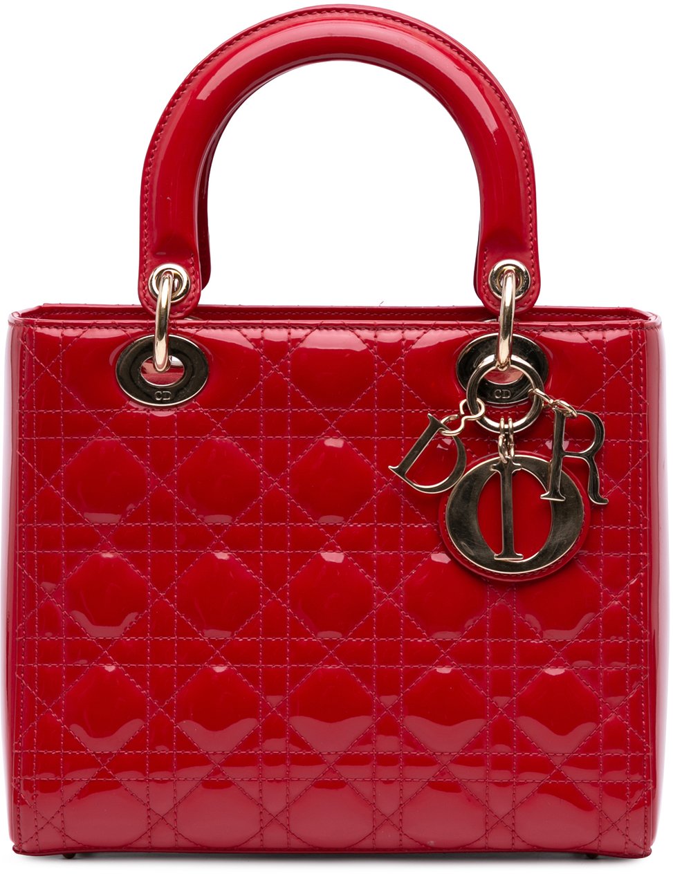 Dior Medium Patent Cannage Lady Dior Rood